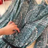 Hit Color Collect midja Sexig klänning Kvinnor Retro Temperament Fashion Holiday Stand Collar Pleated Chiffon Elegant Dress 2022