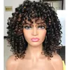 Ombre Brown 360 Lace Frontal Wigs With Bangs Bouncy Curly Laces Fronts Human Hair Wig 13x6 Front 180density Short Fringe Wig