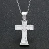 New Style Tridimensional Iced Out Zircon Solid Back Cross Pendant Necklace Gold Silver Plated Mens Hip Hop Gold Cross Necklace