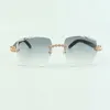 Изысканные солнцезащитные очки 2022 с бриллиантами и букетом 3524014, палочками из натурального черного дерева и гранеными линзами, толщина 3 0, размер 18–135 мм244T