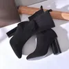 Calzini stivali autunno inverno scarpe da donna Stivali elastici lavorati a maglia sexy Stivali lettera Martin Tacchi spessi donna Scarpe col tacco Taglia grande 35-42