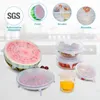 6pcs/conjunto tampas de silicone Durável alimentos reutilizáveis ​​Economize tampa de calor E ajuste todos os tamanhos e formas de recipientes T200506