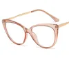 2020 Moda Gato Oversized Eyeglass Metal Frames Mulheres Marca Eyewear Homens Clear Lente Anti-azul Óculos Senhoras Acessórios