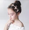 Fashion Children Bow beaded crown hand made Gold garlands jewelry pography girls hair accessories A84326135563