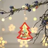 Natal iluminado ornamento de madeira oco glitter pingente pingente de árvore de árvore árvore árvore estrela em forma de pingente com luz LED atacado