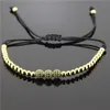 1pc hommes anil arjandas bijoux 6 mm pavé pavé CZ bead24k 4 mm perles de laiton tressé macrame charme bracelet553794