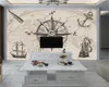 Wall Papers Home Decor European Retro Nautical Chart Wallpaper Interior Decorative Silk 3d Mural Wallpaper