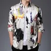 New British Style 3D Shirts imprimés Men Shirt Long Manched Fashion Fashion Party Social Shirt for Men Camisas Hombre236i