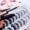 3d 5d magnetische Wimpern Kit magnetische Eyeliner Make-up magnetische falsche Wimpern 10 Paare wiederverwendbare Wimpern Flüssigkeit Eyeliner Natürlicher Blick Kein Kleber