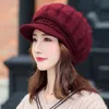 Invierno de las mujeres Nuevo sombrero de punto grueso Mezcla de piel de conejo Plus Terciopelo Salvaje Deportes al aire libre Cap Girl Otoño Sólido Check Warm Beanie Hat Y201024