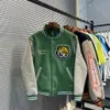 Cappotto di design Testa di tigre Hot Dog Uniforme da baseball verde Giacca a maniche lunghe da uomo e da donna realizzata dall'uomo