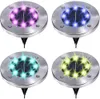 ASLIDERCOR 8 LED Colored Solar Disk Garden Lights Waterproof Inground Landscape Lighting for Yard Deck Lawn Patio Pathway Walkway Driveway