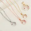 Shiny Crystal Butterfly Pendant Geometric Shell Necklace Woman's Fashion Clavicle Chain Luxury Korean Jewelry Neck Chain