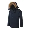 Höst och vinter Utomhus Mäns Jacka Coat Fashion Big Fur Hood Fur Collar Down Jacket Slim Casual Hiver Parka