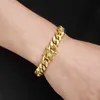 Hip Hop Jóias Miami Cuban Link Bracelete 14K 18K Ouro Vácuo Banhado Stainls Steel Curb Bracelet