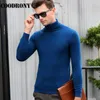 Fashion Classic Solid Color Turtleneck Men Uomini inverno per pullover caldo maschi Slimt fit Cashmere Wool Swears 6347 201203