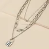 Fashion Lock Heart Necklace Chokers Chaînes en or argentées colliers multicouches wrap colliers femmes Hip Hop bijoux de mode volonté et cadeau de sable