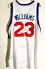 Maglia da basket personalizzata Retro Lou 23 Williams College All Stitched Bianco Blu Taglia S-4XL Qualsiasi nome Numero Gilet Maglie