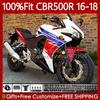 Injektionsgjutfeeffärer för Honda CBR500 CBR 500 R RR CC 500R 500cc rödblå CBR500R 16 17 18 Kropp 111NO.55 CBR500RR 2016 2017 2018 CBR500CC 16-18 OEM karosseri