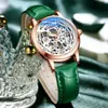 Women Automatic Mechanical Watch أعلى العلامة التجارية الفاخرة الفولاذ المقاوم للصدأ معصم الساقين للسيدات الهيكل العظمي التوربيون الساعة 2971