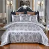 Luxo 2 ou 3 pcs conjunto de cama de cetim Jacquard Duvet Sets com fecho de zíper 1 tampa de colcha + 1/2 fronhas US / EU / AU tamanho 201021
