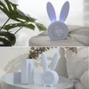 Mignon lapin électronique petit réveil son Induction minuterie Creative LED numérique USB horloge de Table avec veilleuse décor à la maison