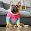 Abbigliamento per cani arcobaleno Inverno Maglione per animali Costume per cani grassi Bulldog francese Animali domestici Abbigliamento per cani di taglia media Cappotto Tuta per animali Carlino 201102
