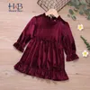 Humor Urso Meninas Vestido Primavera Casual Mangas Longas Lace Misha Crianças Es para Menina Outono Roupas Princesa Party 220309