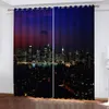 Beautiful Po Fashion Customized 3D Curtains blue night building curtains Blackout curtain191P