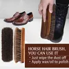 8" Shoe Shine Brush 100% Horse Hair Shoe Polish Brush Leather Shoe Cleaning Brush 201021