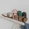 Vintange Weave Solid Girl's Sandals Closed Toe Sandals for Girl Kids Baby Flat Girls Sandals Summer Kids Shoes LJ201203