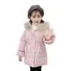 INS HOT Winter Girls' Cotton Jacket 4-13 years old kids Thicke Children's parka Bowknot Wool Collar kids winter jacket 3 COLORS LJ201125