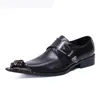 British Black Point Men Dress Flats Véritage en cuir métal