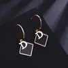 Classic Design Letter D Square Black Shell Charm Dangle Exaggerated Huggie Earrings for Women