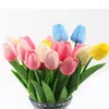 10pcs Fake Tulip Artificial Flowers Real Touch Bukiet do dekoracji domu Wysokiej jakości biały ślub LJ200910