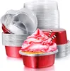 Aluminiumfolie Cake Pan Heart Shaped Cupcake Cup med lock 100 ml/3.4OUNCES Disponibla Mini Cupcake Cup Flan Baking Cups For Valentine Mors Day Wedding Birthday