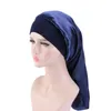 10 Colors Long Satin Bonnet Sleep Cap for Braids Hair Silk Night Sleeping Hat Elastic Band Hair Salon Cap Bonnet Wome
