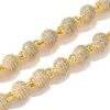 8mm 7/8 inch goud zilverkleuren Micro Prong Setting CZ Round Beads Chains Armband Link voor Heren Sieraden