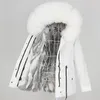 Winter Jacket Women Real Fur Coat Parka Natural Raccoon Fur Collar Thick Warm Rabbit Fur Liner Streetwear Brand Casual 201126