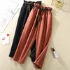 Pantaloni elastici a vita alta da donna estivi Harem Bud larghi alla caviglia per pantaloni rossi LJ200813