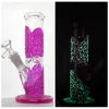 Heady Glass Bongs Glow In the Dark Oil Dab Rigs 18mm Joint Big Bong Straight Perc Water Pipes 9 Inches Diffused Downstem Hookahs Handcraft