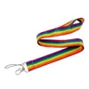 Ny Rainbow Gay Lanyard för nyckelchain ID -kort Cover Pass Mobiltelefon USB Badge Holder Key Ring Neck Rems Tillbehör Väskor Wallet4779577