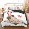 Homesky Cartoon Pug Dog Drzwi Pokrywa Zestaw Cute Zwierząt Pościel Zestaw Kids Bed Lniana Królowa King Comforter Pościel Zestawy LJ20112 \ t