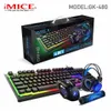 Clavier et souris de jeu USB filaire rétro-éclairé 108 touches sensation mécanique casque tapis de souris 4 en 1 pour joueur sur PC