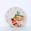 Fox Cartoon in legno a forma rotonda Kids Room Decor Orologio da parete al quarzo silenzioso Nursery Baby Shower Gift Home Decoration 201212