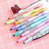 10pcs / set double tête effaçable surligneur stylo marqueurs burin pointe marqueur fluorescent école écriture surligneurs couleur mignon 201202