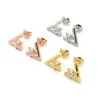 Stainless Steel Fashion Staggered Single Diamond rose gold silver Stud Earrings for Women