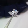 Anello punk in argento S925 con 3 diamanti dimensione Kart a forma di rettangolo per le donne regalo di gioielli da sposa spedizione gratuita PS7056