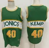 Mens Seattle Vintage 11 Detlef Schrempf Maglie da basket 1995-1996 Camicie cucite verdi nere