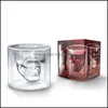 Tumblers Drinkware Cozinha Bar Garden Home Garden Creative Skl Cup de vidro de duas camadas de vidro KTV Borossilicato transparente Alto transparente ele